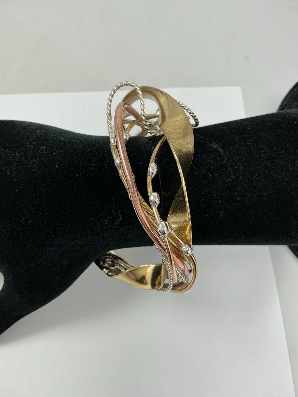 Hammer and Torch Inc Twisted Cuff Bracelet - Gold, Rose, and Silver tone